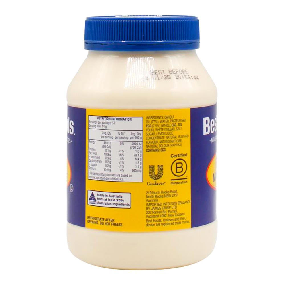 Best Foods 810g Real Mayonnaise (10x Pack)