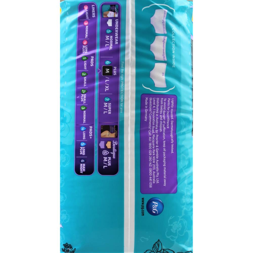 Always Pants Discreet for Sensitive Bladder 3 in 1 Odour Control Dryness and Comfort Plus M 10-16 70-100cm 2 X 9pk (Value Pack 18)