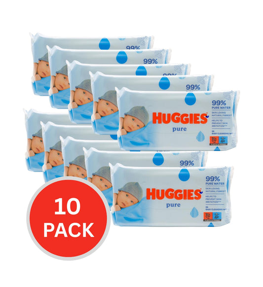 Huggies Baby Wipes Pure Unscented Sticky Top 10 x 56Pk (560 Wipes)