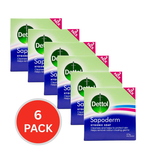 Dettol 375g Hygienic Soap Sapoderm 6 x 3Pk (18 Pack)