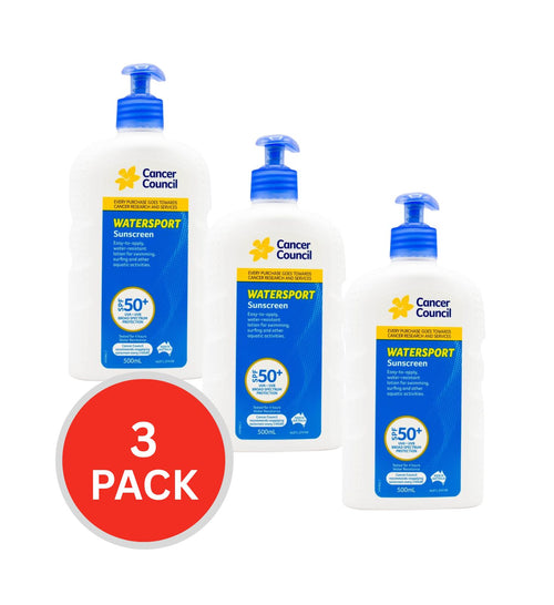 Cancer Council Sunscreen Watersport Spf 50+ 500ml (3 Pack)