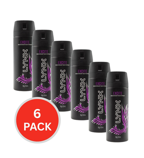 Lynx Deodorant Bodyspray Excite 96g / 150ml (6 Pack)