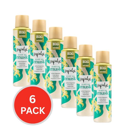 Impulse Body Spray Hint Of Musk Inspired By Bergamot And Musk 150ml (6 Pack)