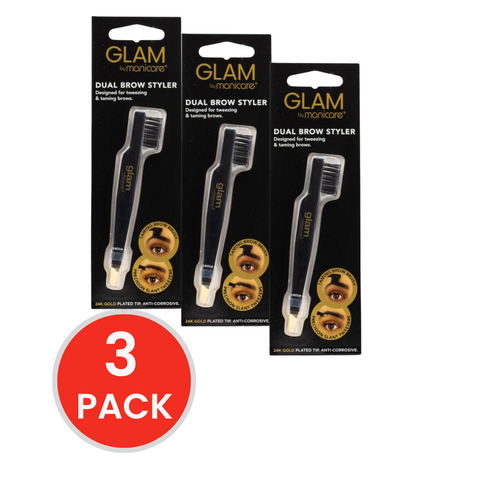 GLAM BY MANICARE DUAL BROW STYLER 24K GOLD PLATED TIP (3x Pack)
