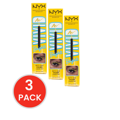 NYX 2ml EYELINER MATTE LIQUID VIVID BRIGHTS HAD ME ON YELLOW (3 x Pack)