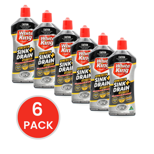 WHITE KING SINK + DRAIN SANITISER 750ml (6x Pack)