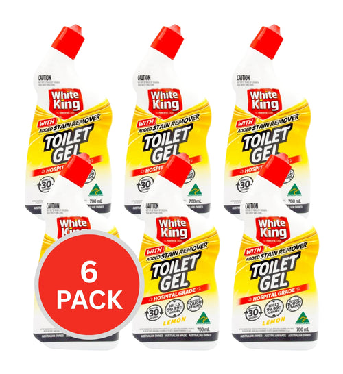 White King Toilet Gel With Added Stain Remover Hospital Grade Lemon 700ml (6 Pack)
