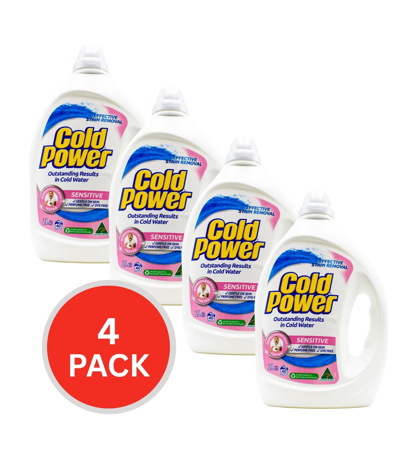 Cold Power Laundry Liquid Effective Stain Remover Sensitive 2L (4 Pack)