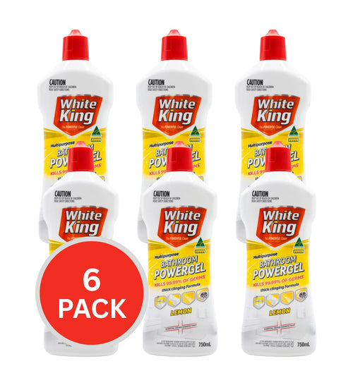 White King Power Clean Bathroom Gel Lemon 750ml (6 Pack)