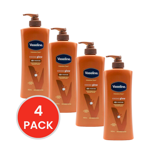 VASELINE 400mL COCOA GLOW BODY LOTION (4x Pack)