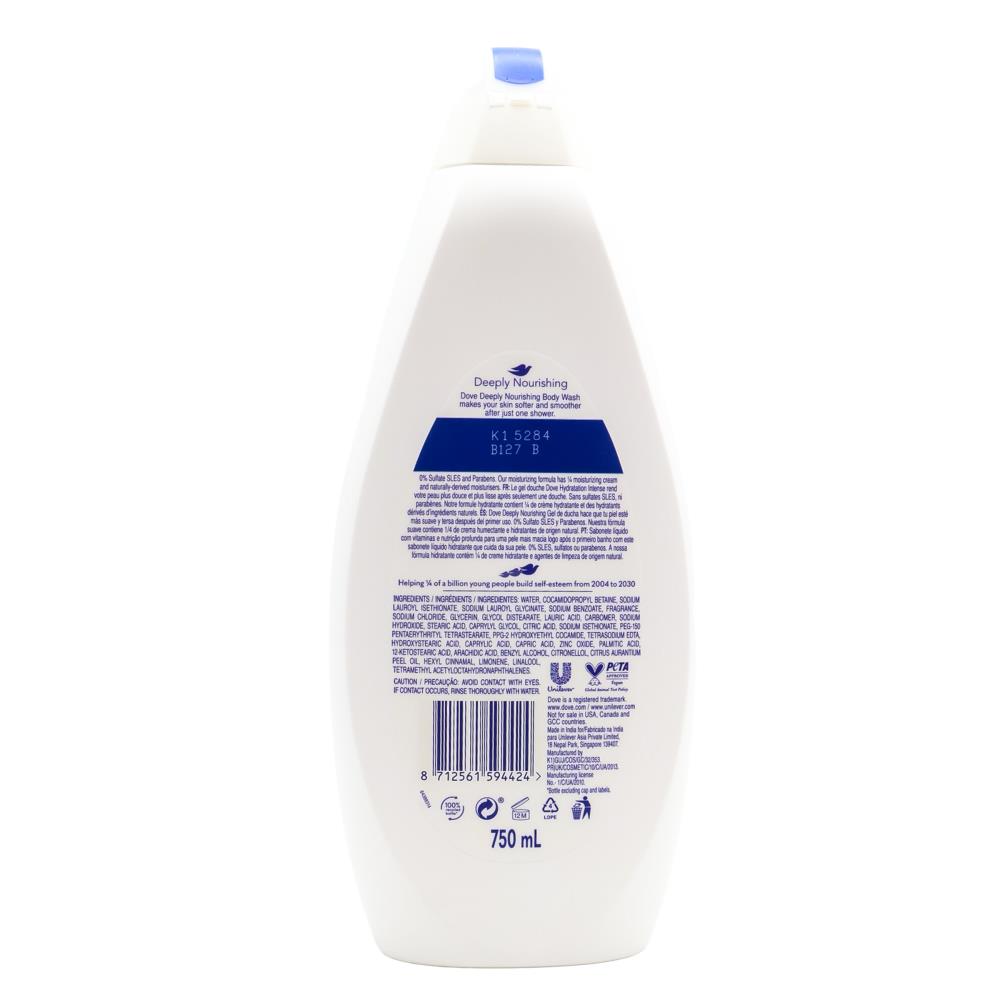 Dove Body Wash Deeply Nourishing 750mL (4 Pack)