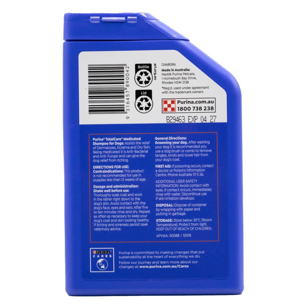 Purina 350mL Shampoo Total Care Medicated for Dogs (6 Pack)