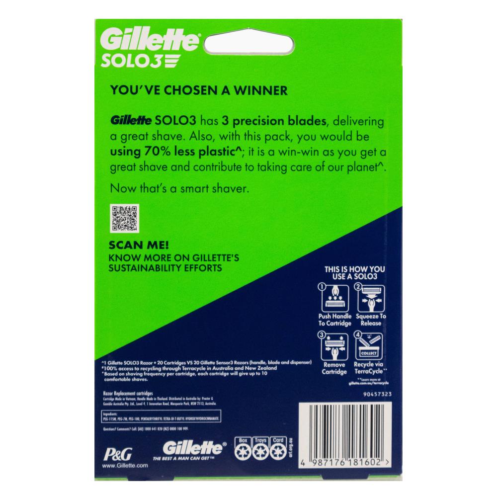 Gillette Solo 3 Razors (6 Pack, 18 Razors)