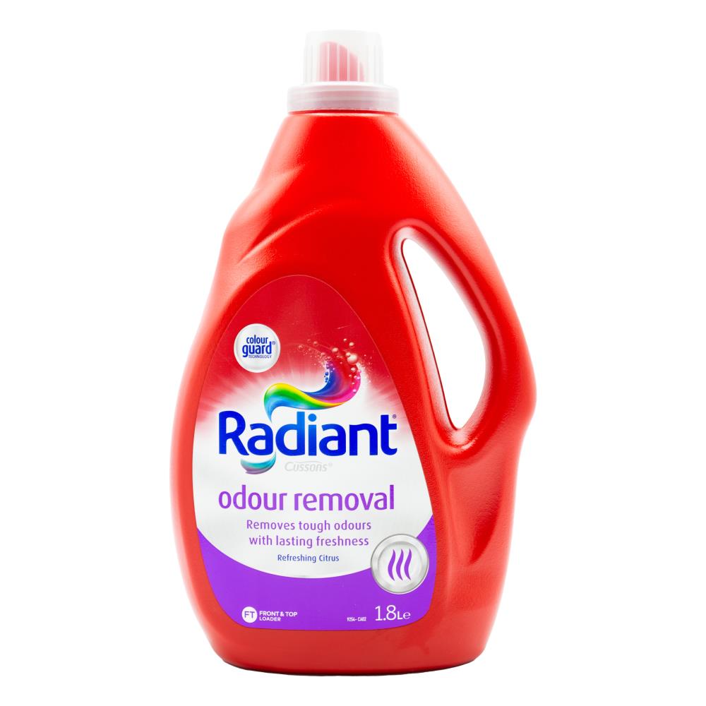 RADIANT 1.8l LAUNDRY LIQUID FRONT AND TOP LOADER ODOUR REMOVAL REFRESHING CITRUS (4x Pack)