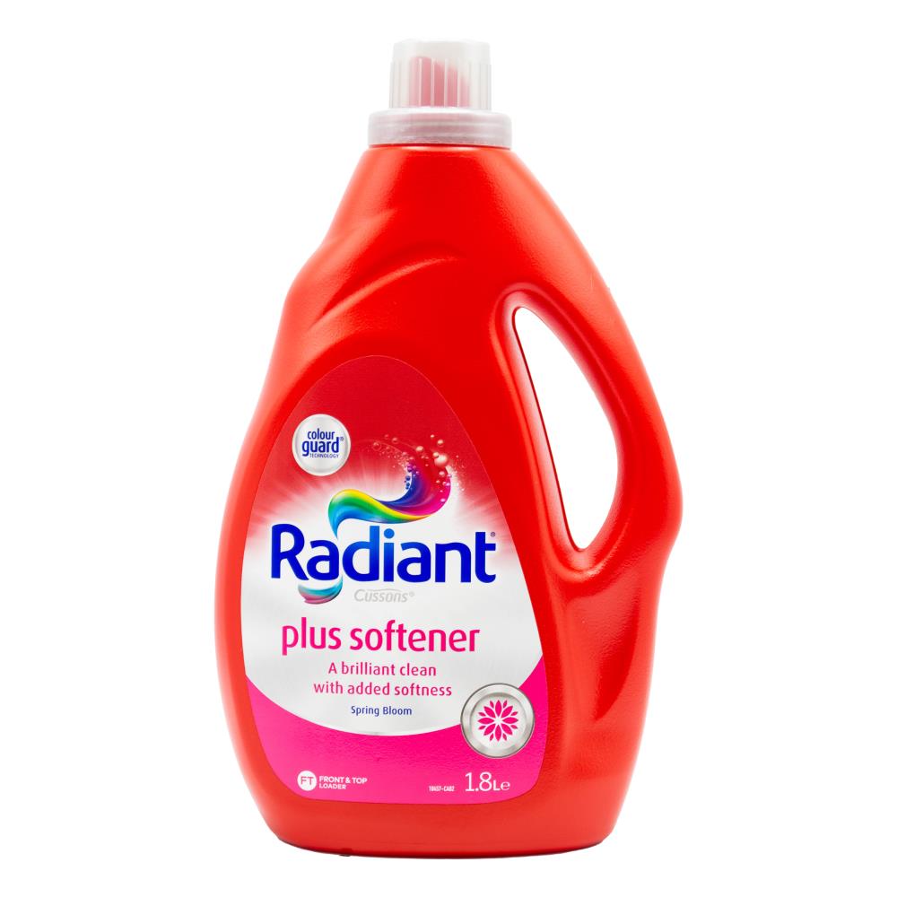 RADIANT 1.8l LAUNDRY LIQUID PLUS SOFTENER FRONT AND TOP LOADER SPRING BLOOM (4x Pack)