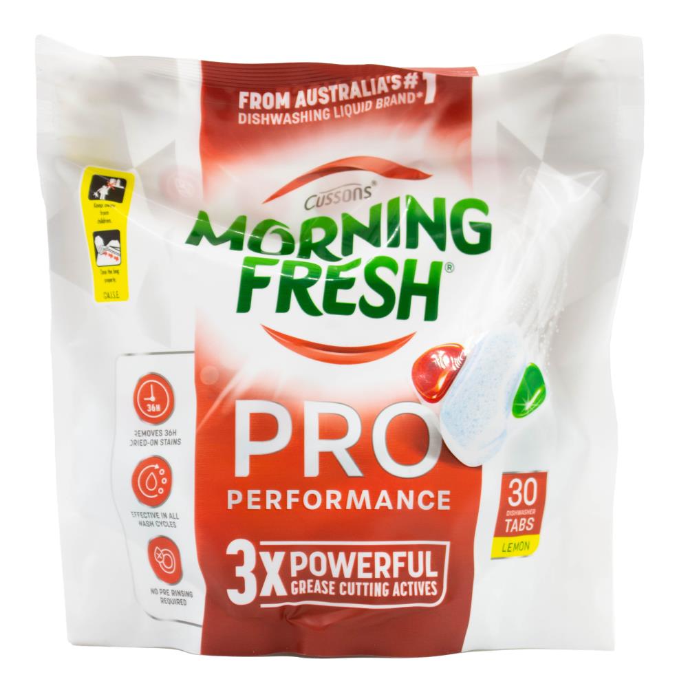 Morning Fresh Dishwasher Tablets Pro Performance 3x Powerful Grease Cutting Actives Lemon 3 x 30Pk (90 Tablets)