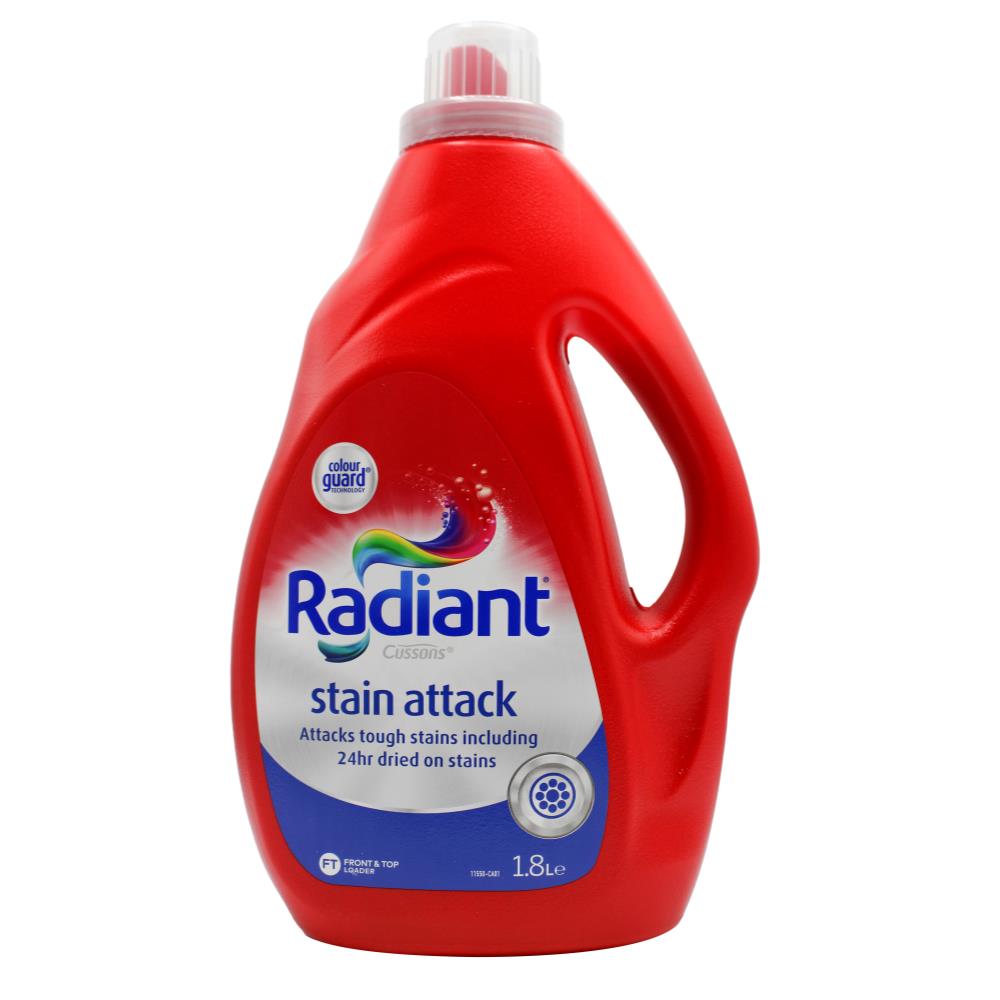 RADIANT 1.8L STAIN ATTACK LAUNDRY LIQUID FRONT & TOP LOADER (4 x Pack)