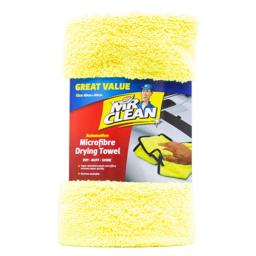 MR CLEAN MICROFIBRE DRYING TOWEL DRY BUFF SHINE 60cm x 60cm (24x Pack)