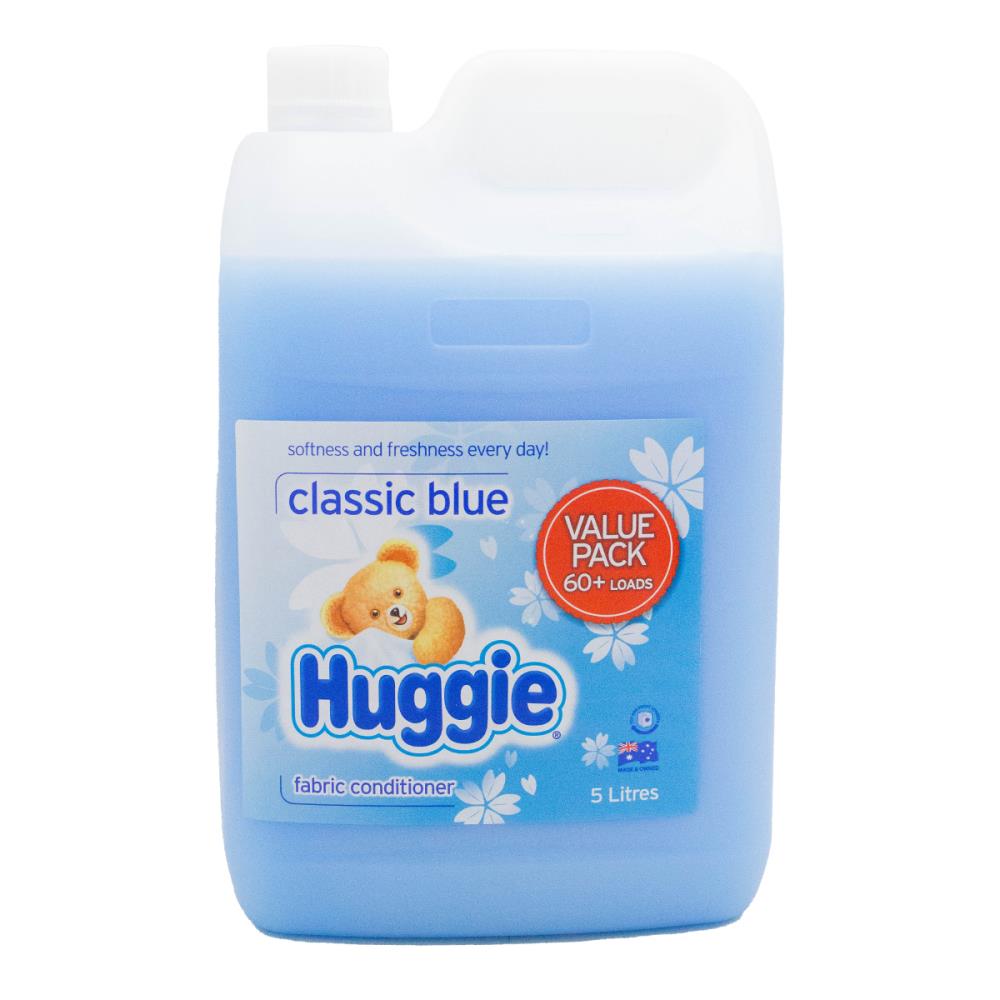 HUGGIE 5l FABRIC CONDITIONER VALUE PACK 60+ LOADS CLASSIC BLUE (2x Pack)
