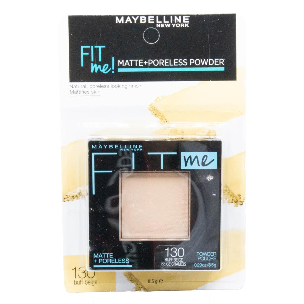 MAYBELLINE 8.5g MATTE AND PORELESS POWDER FIT ME BUFF BEIGE 130 CARDED (2x Pack)