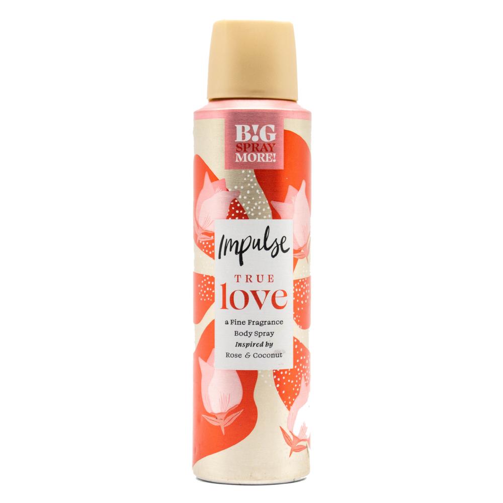 Impulse Body Spray True Love Inspired By Rose And Coconut 150ml (6 Pack)