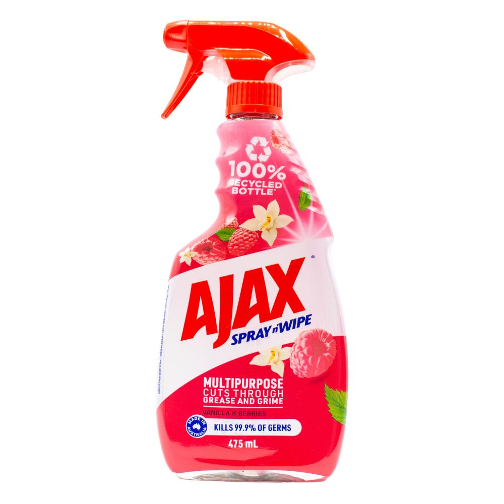 Ajax 475ml Spray N Wipe Divine Blends Vanilla & Berries (8x Pack)