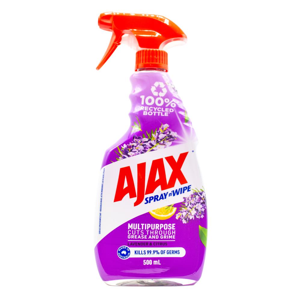 Ajax 500ml Spray N Wipe Trigger Multi Purpose Lavender & Citrus (8x Pack)