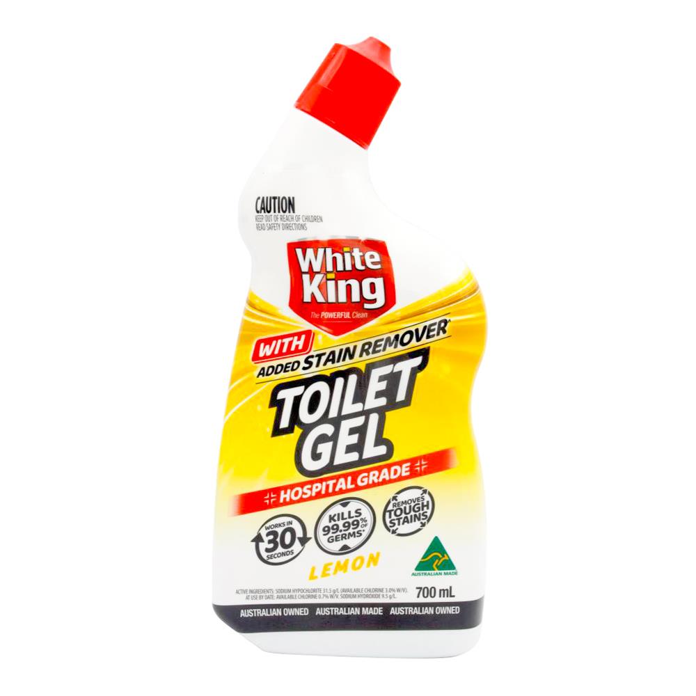 White King Toilet Gel With Added Stain Remover Hospital Grade Lemon 700ml (6 Pack)