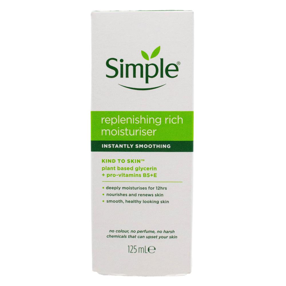 SIMPLE 125mL MOISTURISER REPLENISHING RICH INSTANTLY SMOOTHING (6x Pack)