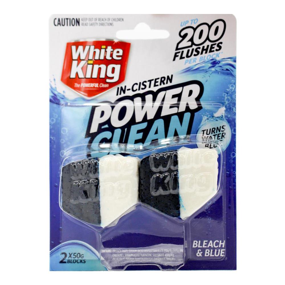 White King Pk2 X 50g Toilet Cleaner Blocks In Cistern Power Clean Bleach And Blue (6x Pack)