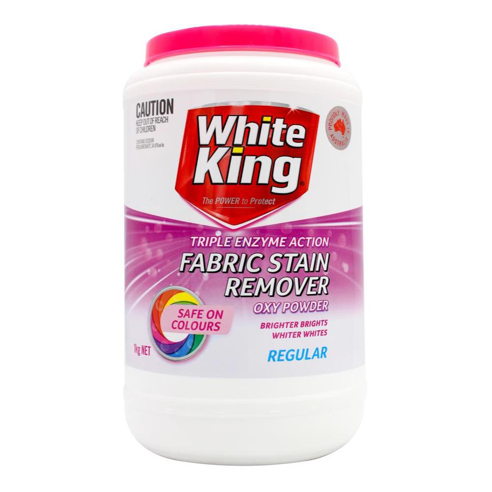 White King 1kg Fabric Stain Remover Oxy Powder Regular Safe On Colours (6x Pack)
