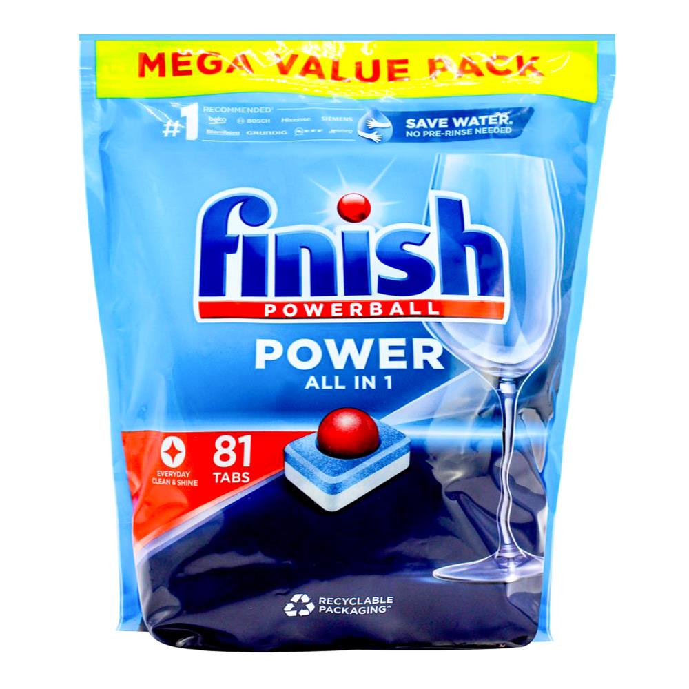 Finish Powerball Dishwashing Tablets Power All in 1 Mega Value Pack 4 X 81pk (324 Tablets)