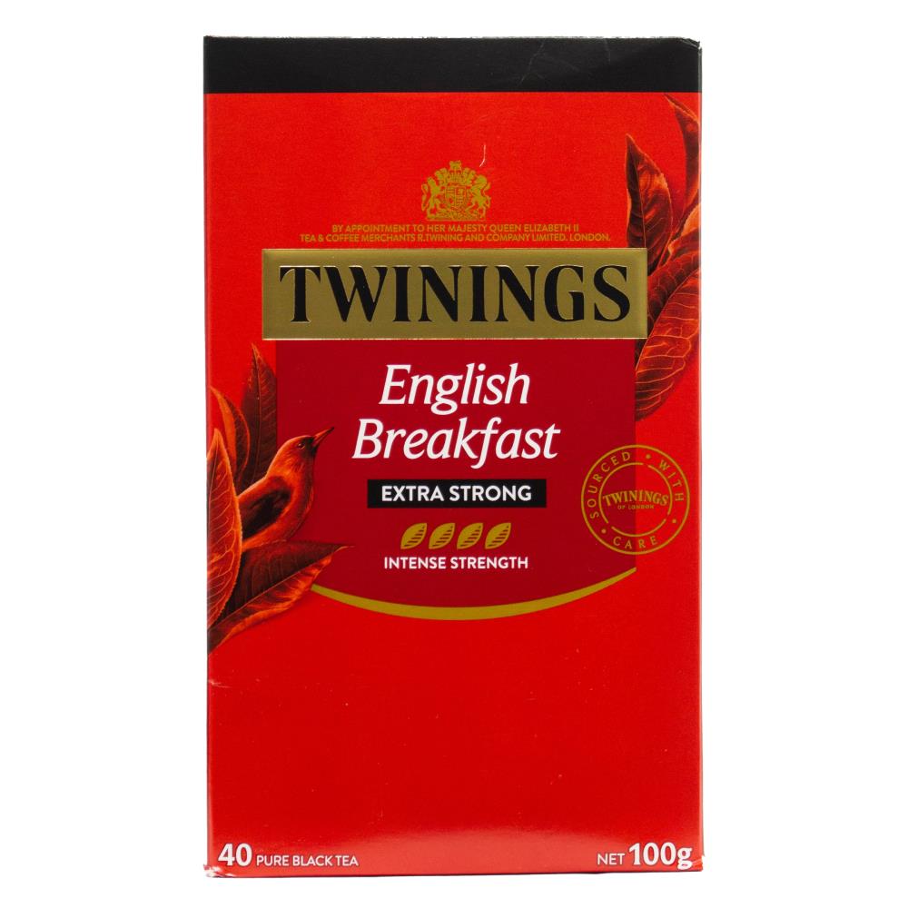 TWININGS PK40 x100g PURE BLACK TEA ENGLISH BREAKFAST EXTRA STRONG INTENSE STRENGTH (4x Pack)