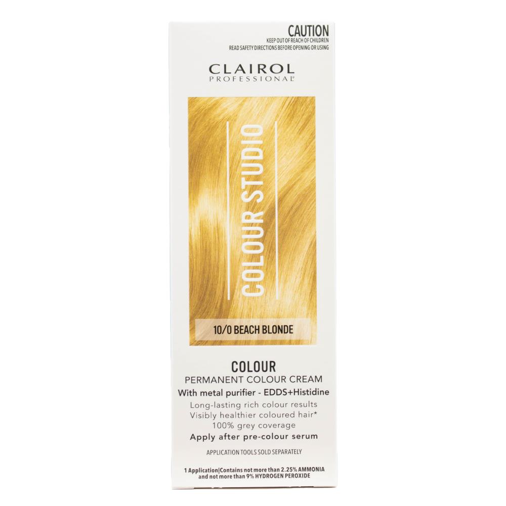 Clairol Professional Permanent Hair Cream Colour Studio 10/0 Beach Blonde (3x Pack)