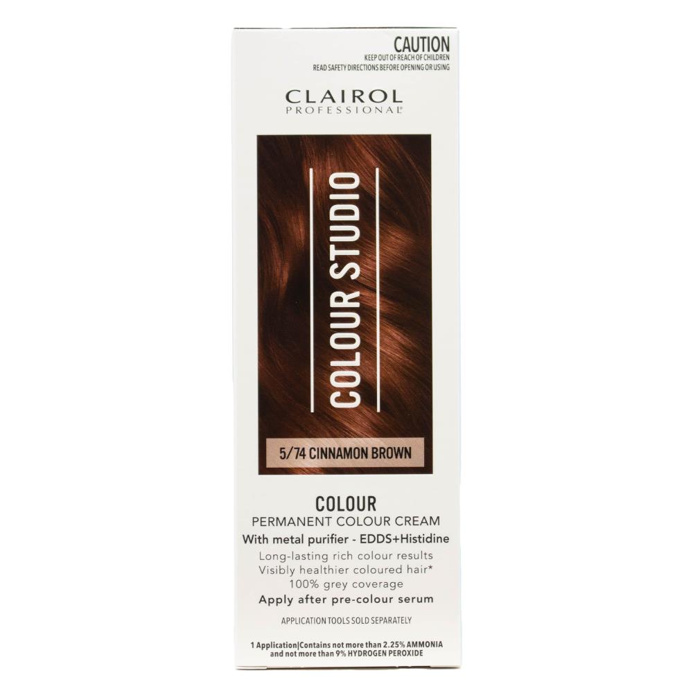 Clairol Professional Permanent Hair Cream Colour Studio 5/74 Cinnamon Brown (3x Pack)