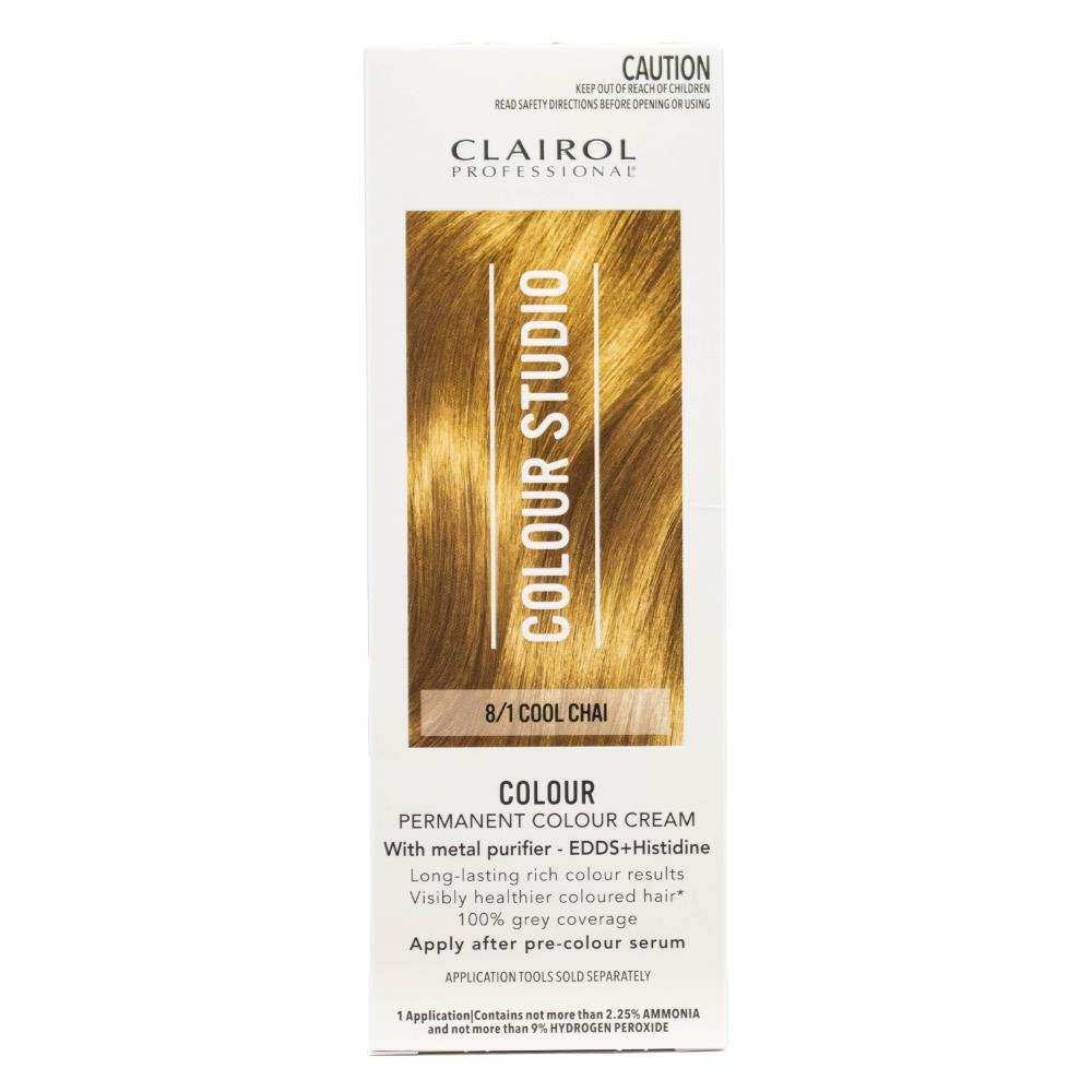 Clairol Professional Permanent Colour Cream Colour Studio 8/1 Cool Chai (3x Pack)