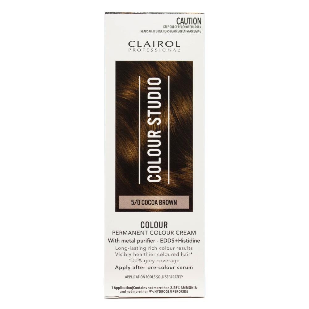 Clairol Professional Permanent Hair Cream Colour Studio 5/0 Cocoa Brown (3x Pack)