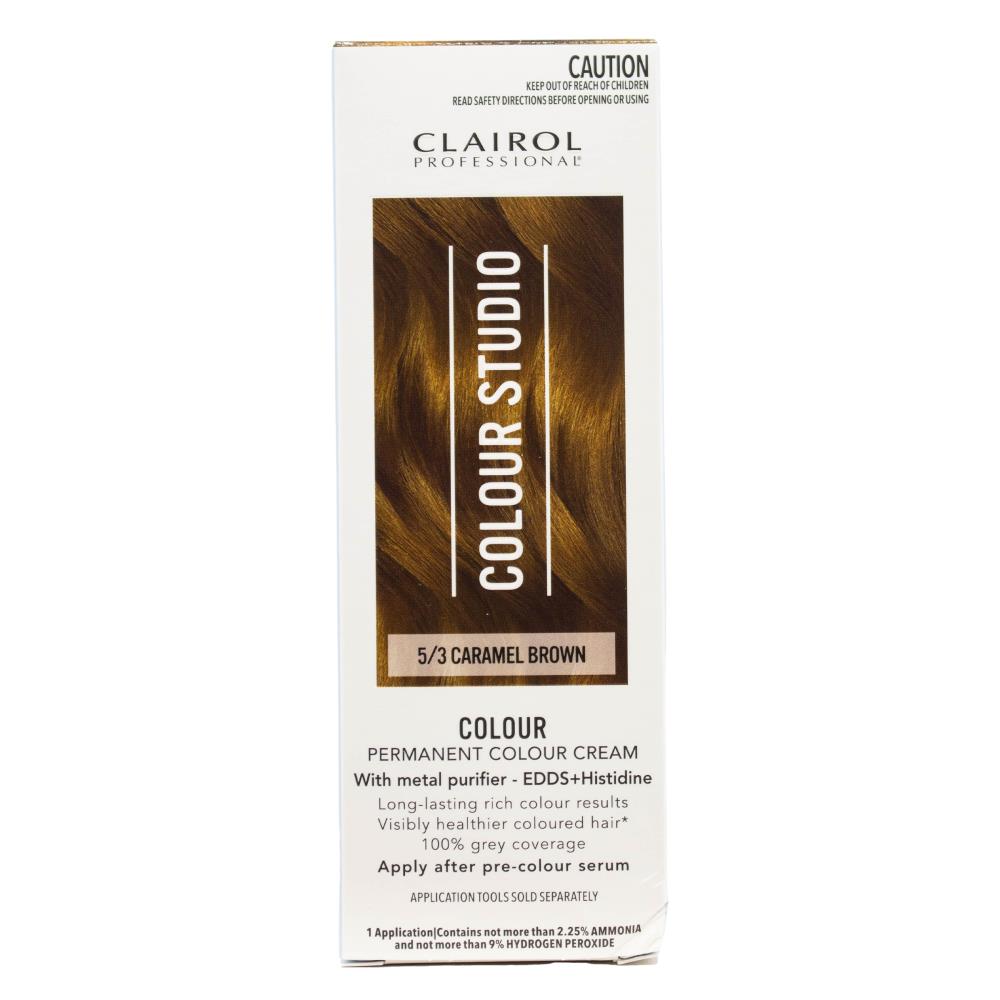 Clairol Professional Permanent Hair Cream Colour Studio 5/3 Caramel Brown (3x Pack)