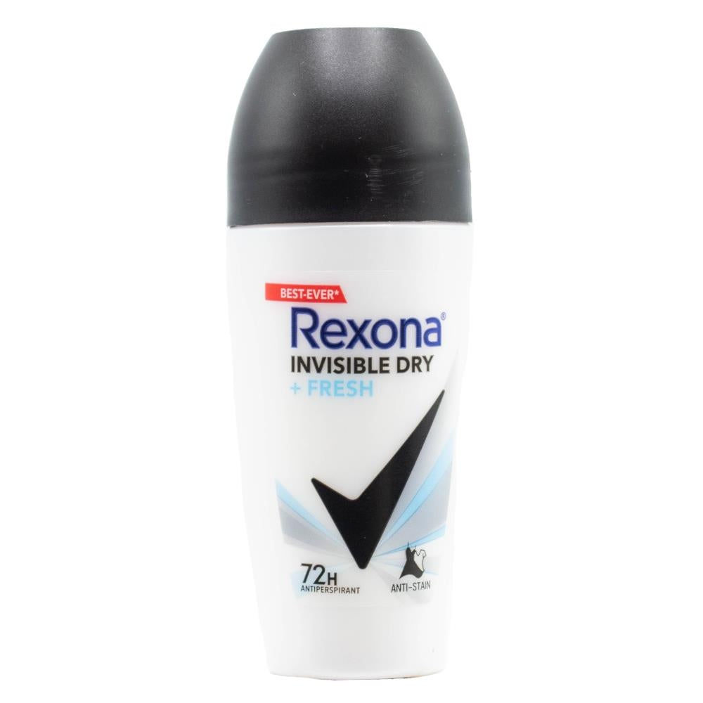 REXONA 45mL DEODORANT WOMENS ROLL ON MOTION SENSE INVISIBLE DRY BLACK & WHITE (24x Pack)