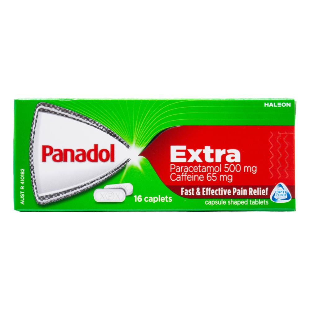 Panadol Pk16 Caplets Extra Paracetamol 500mg Caffeine 65mg (24x Pack)