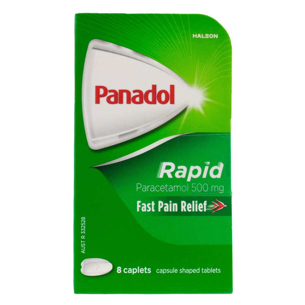 Panadol Pk8 Capsules Paracetamol 500mg Fast Pain Relief Rapid (12x Pack)