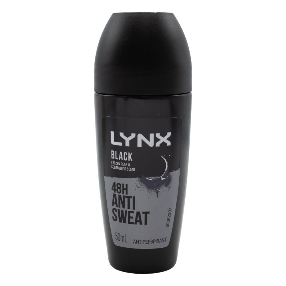 Lynx Antiperspirant Roll On Black Frozen Pear & Cedarwood Scent 48hr 50ml (6 Pack)