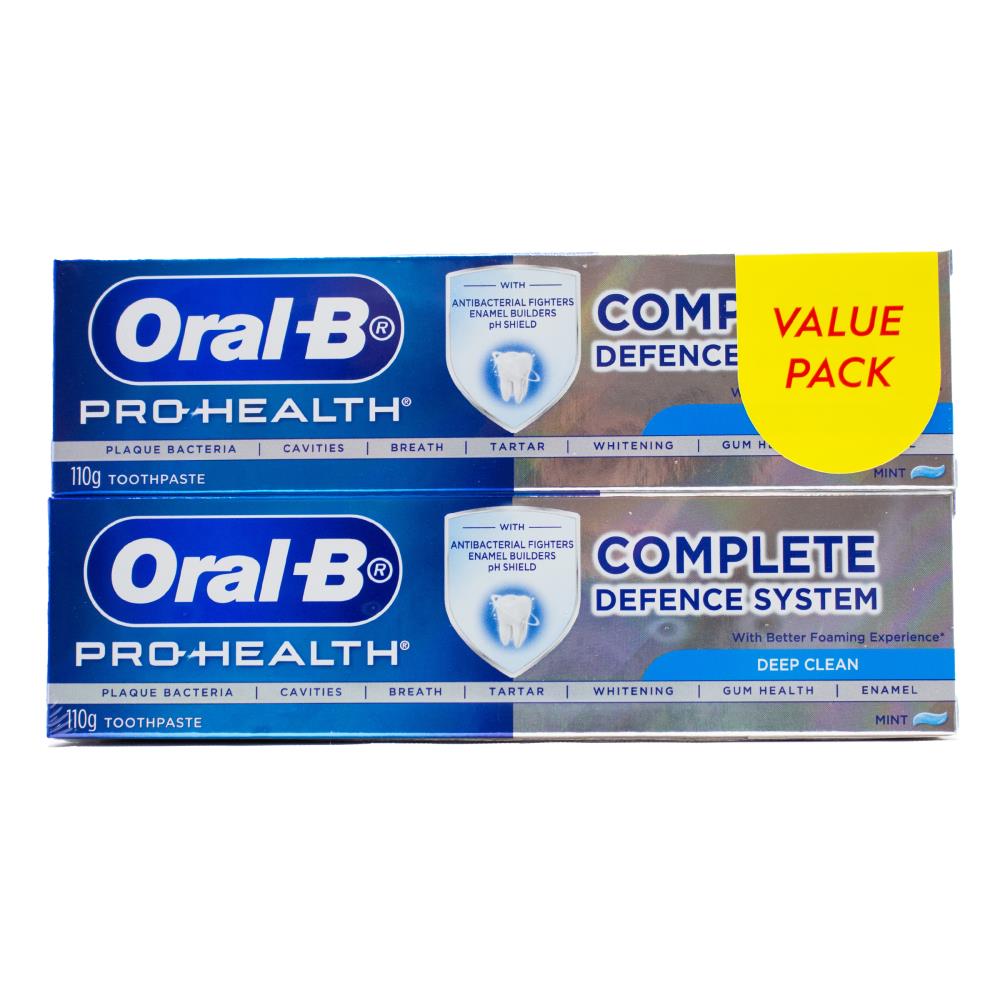 Oral B Pk2 X 110g Toothpaste Pro Health Complete Defence System Deep Clean Mint (6x Pack)