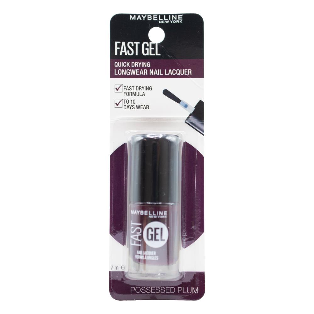 MAYBELLINE 7mL NAIL LACQUER LONGWEAR FAST GEL POSSESSED PLUM (CARDED) (2x Pack)
