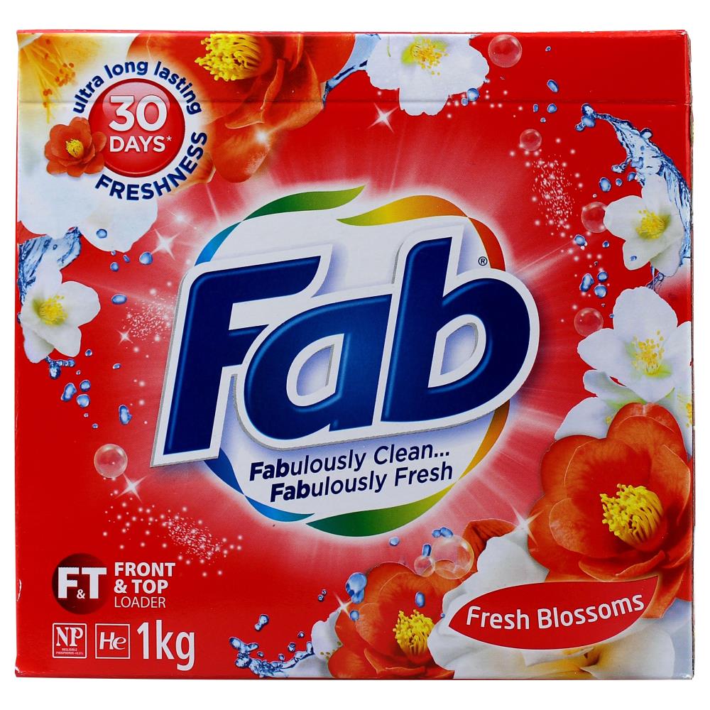 Fab Laundry Powder Fresh Blossoms Front + Top Loader 1kg (12 Pack)