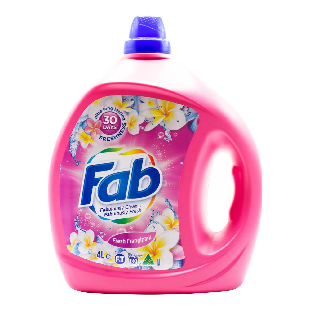 Fab Laundry Liquid Front & Top Loader Fresh Frangipani 4L (2 Pack)