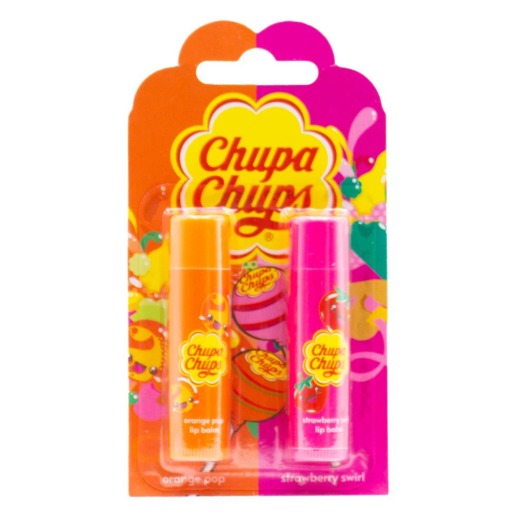Chupa Chups Lip Balm X1 Orange Pop X1 Strawberry Swirl 12 x 2Pk (24 Pack)