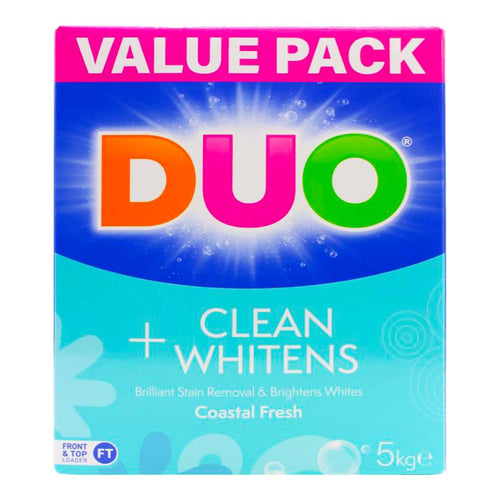DUO 5kg VALUE PACK FRONT AND TOP LOADER CLEANS & WHITENS COASTAL FRESH