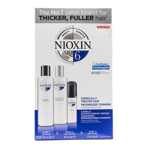 Nioxin Pk3 150ml Shampoo, 150ml Conditioner, 40ml Treatment Chemically Treated Hair Progressed Thinning Intense Moisture System 6