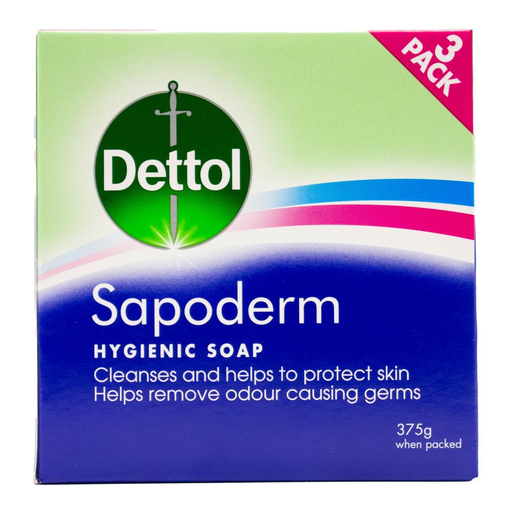 Dettol 375g Hygienic Soap Sapoderm 6 x 3Pk (18 Pack)